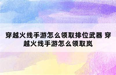 穿越火线手游怎么领取排位武器 穿越火线手游怎么领取岚